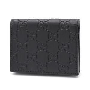 Gucci Black Business Bifold GG Holder Compact Wallet ssima